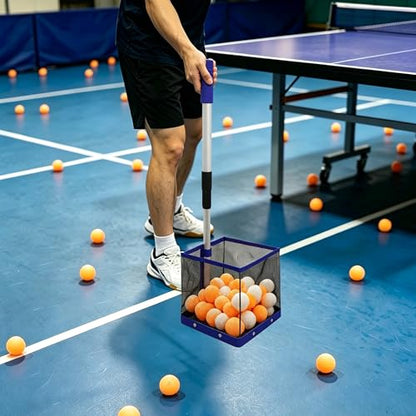 Adjustable Height Ping Pong Ball Picker Upper Hold 120 Balls Table Tennis Ball Picker, Portable Ping Pong Ball Collector for Training