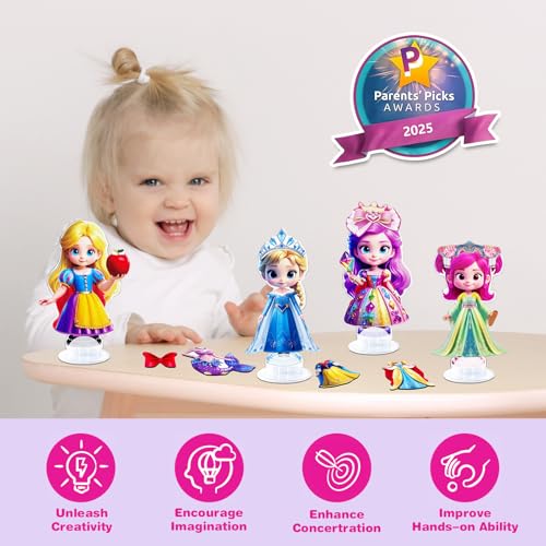 ZHOC Magnetic Dress Up Dolls for Girls, Princess Cute & Mermaid Magnet Dolls Dress Up Kits, [2 Pack] Travel Game Car Road Trip Airplane Activity Toys Birthday Gifts for Toddler Girls Ages 3-8 - color: Pink2