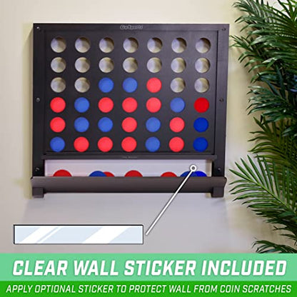 GoSports Wall Mounted Giant 4 in a Row - Jumbo Four in a Row with Coins - Black - color: Black