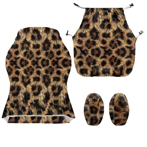 Suobstales Brown Leopard Pattern Gaming Chair Covers, Stretchable Computer Chair Cover Ergonomic Office Chair Cover Anti Cat Scratch Protection Computer Chair Slipcovers, Anti-Slip Racing Chair Covers - color: Brown Leopard