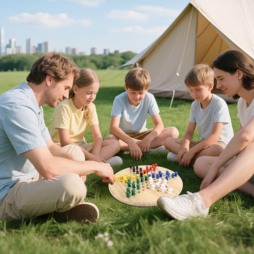 Gothink Chinese Checkers Board Game Toy for Adults Seniors Kids, 11.5 inches Classic Wooden Checkers Game Set, 66 Wooden Pegs in 6 Bright Colors, Fun Family Board Games for All Ages