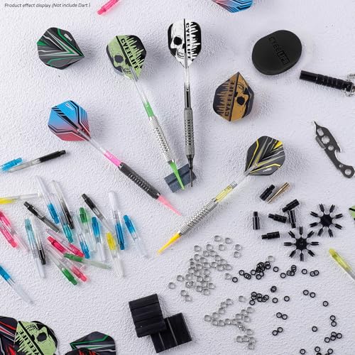 CyeeLife 180 Piece Darts Custom Fit Pack Set, Includes Flights, Shafts, Rubber O-Rings, Flight Protecter and Accessories - color: Gradient Shafts