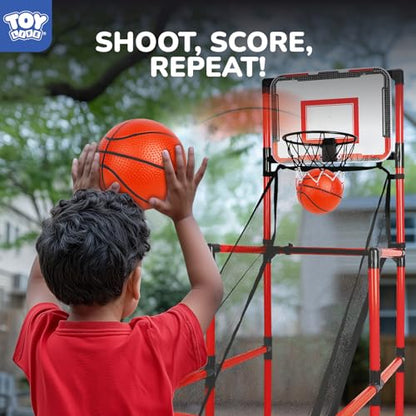 TOY Life Arcade Basketball Game Set Height Adjustable Easy Set Up with 4 Balls and Hoop Game for Kids 3 to 12 Years Old Indoor Outdoor Sport Play, Air Pump Included, Toys for Boys 5-7 Competition