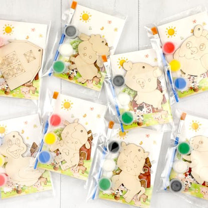 24 Pcs Farm Party Favors Wooden Painting Craft Kits Birthday Party Supplies with Organza Bag for Goodie Bags Fillers Adult Thank You Gifts - style: Farm Animal