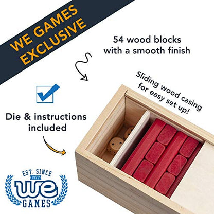 WE Games Wooden Block Stacking Party Game for Adults, Tumble Tower Wedding Guest Book Alternative, Tabletop Games, Includes Storage Case, 12 inches - color: Red