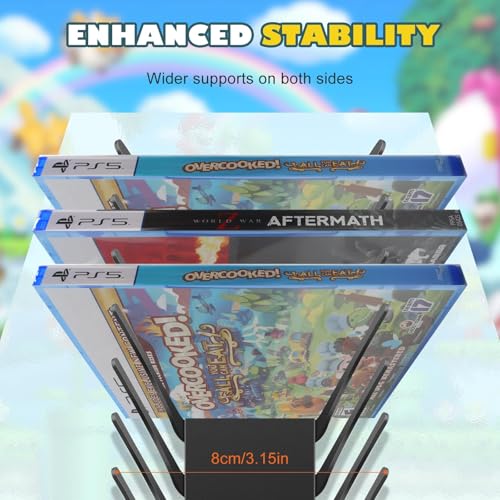 4 Pack Wall Mount DVD Storage Shelf for , CD & Video Game Case - Heavy-Duty Metal CD Rack for PS5 PS4 Xbox Switch - Floating DVD Media Storage Holder & Game Organizer for Gaming Room, Holds 76 Discs - size: 4-Pack
