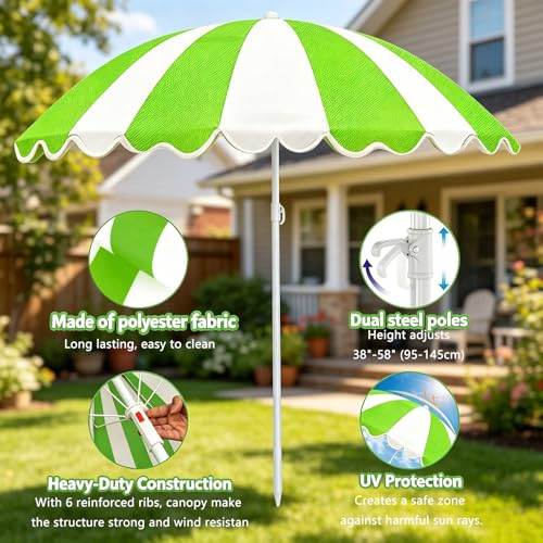 Water Table Umbrella, UV Protection Beach & Picnic Table Umbrella, Heavy Duty Portable Outdoor Shade for Sand Play, Camping, Garden & Backyard. - color: Green-umbrella