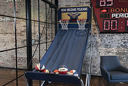 Pop-A-Shot - Home Dual Shot Arcade Basketball Game with NBA Graphics l Sensor Scoring l 16 Game Modes l 7 Balls l Foldable Storage l for All NBA Fans - style: New Orleans Pelicans