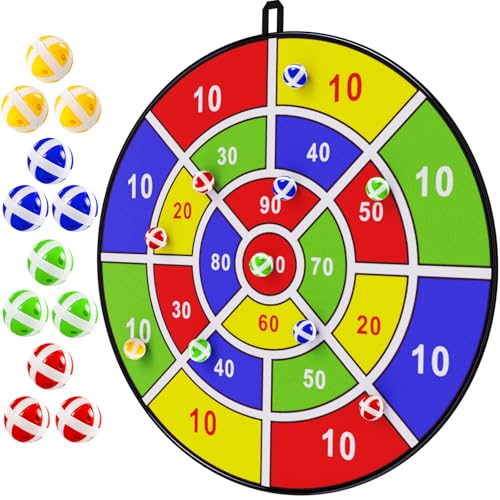 BooTaa 29" Large Dart Board for Kids, Kids Dart Board with Sticky Balls, Boys Toys, Indoor/Sport Outdoor Fun Party Play Game Toys, Birthday Gifts for 3 4 5 6 7 8 9 10 11 12 Year Old Boys Girls - style: 100 Scores