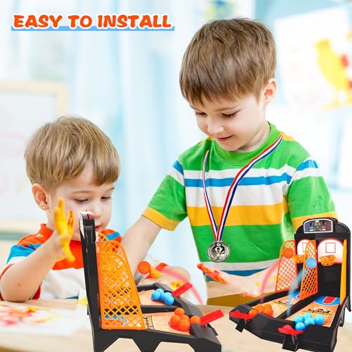 Tabletop Basketball Shooting Game Set Includes 1 Pcs Basketball Court 30 Pcs Basketball Balls and 2 Pcs Medal for Kids Birthday Basketball Party Gifts and Adult to Reduce Stress Game