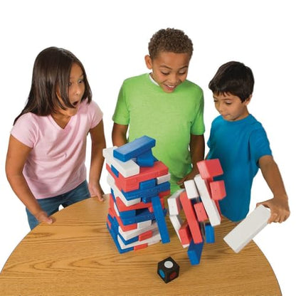 S&S Worldwide Giant Patriotic Tumbling Timbers. Oversized Version of Popular Stacking Game with Lightweight Hollow Plastic Blocks. 50% Lighter Than Wood! Includes Bag and 54-6" x 2" x 1" Blocks.