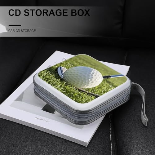 Golf Ball CD Case 40 Sheets Capacity DVD Storage Bag Cute Portable Zipper DVD Case Holder Large Capacity CD Wallet for Car Home Office Games Disc Audio Music