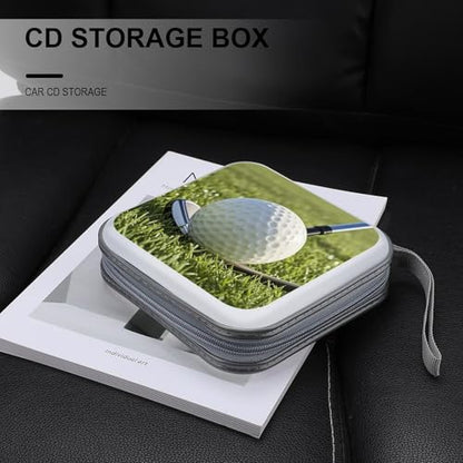 Golf Ball CD Case 40 Sheets Capacity DVD Storage Bag Cute Portable Zipper DVD Case Holder Large Capacity CD Wallet for Car Home Office Games Disc Audio Music
