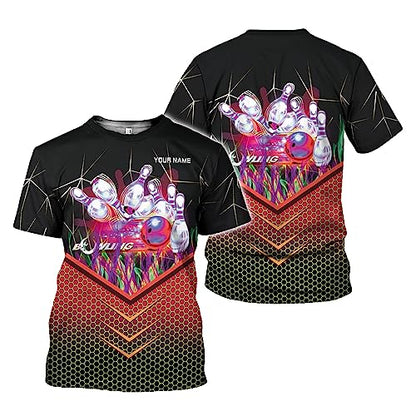 Rivelus Personalized Name Bowling Shirts for Men and Women 3D, Bowling Shirts for Team Bowling, Bowling Shirts Gift - color: Blm24