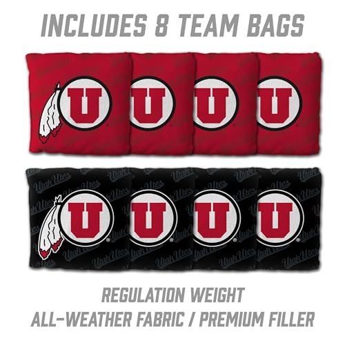 YouTheFan NCAA 2' x 4' Slogan Series Professional Wood Cornhole Game with Logo Bags - color: Utah Utes