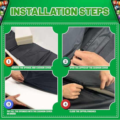 Pool Table Insert Mat for Pool Table Protection Billiard Table to Dining Table Foldable Removable Foam Mat with Zipper, Black
