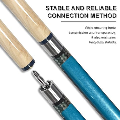 HomeSeason 58in 2-Piece Pool Cue, 18/19/20/21oz Professional Maple Billiards Stick 3D Printed Lizard Grip with Case, 12.5mm Tip Stainless Steel Quick Screw - color: 20oz(Blue)