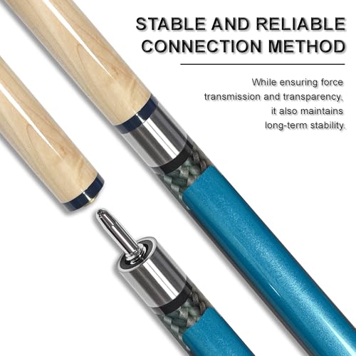 HomeSeason 58in 2-Piece Pool Cue, 18/19/20/21oz Professional Maple Billiards Stick 3D Printed Lizard Grip with Case, 12.5mm Tip Stainless Steel Quick Screw - color: 20oz(Blue)