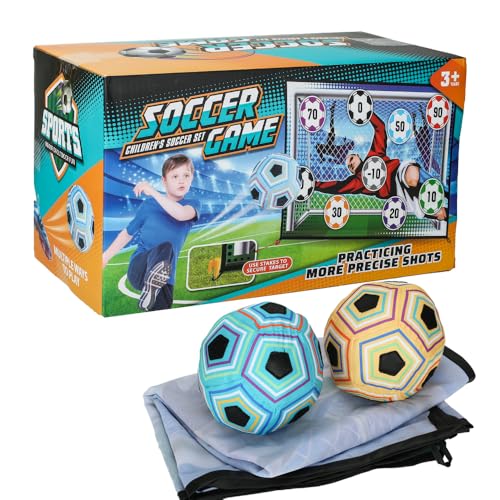 Kids Soccer Ball Target Game Set, Indoor Outdoor Sticky Soccer Game with 2 Soft Balls, 150x100cm Large Soccer Shooting Target, Fun Sports Toy Gift for Boys Girls Ages 3+ Backyard Yard Lawn Party Play