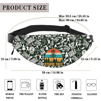 Disc Golf Lover Gift Disc Golf Accessories Stupid Tree Disc Golfing Fanny Pack Sport Player Waist Bag (Stupid Tree WB)
