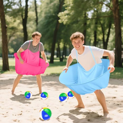 Granny Pants Yard Game Granny Pants Game with Strap Giant Yard Pant Toss Game Outdoor Party Game Granny Pants Outdoor Game with Bouncy Balls and Pump for Family Reunion Day Backyard Gatherings - color: Baby Blue Fuchsia