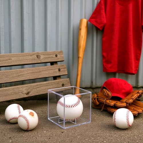 16 Pack UV Protected Acrylic Boxes for Display,Clear Display Case Baseball Cube Memorabilia Showcase Autograph Ball Protector