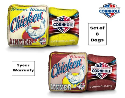 Professional Cornhole Bags Set of 8 Regulation Patriotic Series Resin Filled Pro Bean Bags Dual-Sided Slick and Stick - color: Winner Winner