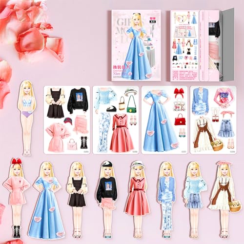 Magnetic Princess Dress Up Paper Doll Pretend Play Toys Magnet People Clothes Puzzles Game for 3+ Year Old Girls Toddler,Preschool Learning Created Imagine Set Birthday Gift (B Set) - style: B Set