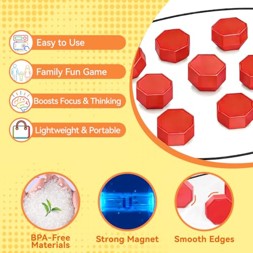 Magnetic Chess Set, Magnet Board Game with String & Full-Size Stones, Travel Magnetic Games for Family Night/Party/Camping, 2 Player Puzzle Strategy Games for Adults