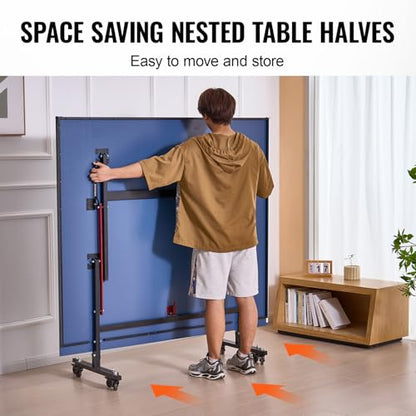 Happybuy Ping Pong Table, Professional Table Tennis Game, Indoor MDF Portable Table Tennis Table, Foldable Ping Pong Table with Quick Clamp Net, 10 Minute Easy Assembly, 12mm Tabletops
