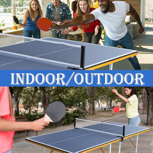 6ft Mid Size Table TTable Foldable Portable Ping Pong Table Set for Indoor Outdoor Games with Net, 2 Table TPaddles and 3 Balls