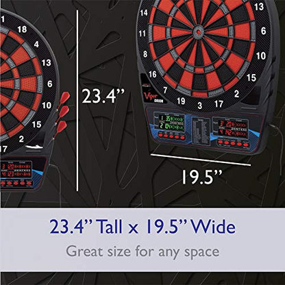 Viper Orion Electronic Dartboard, 15.5 in Regulation Target, 43 Games, Dual LCD Displays, 8 Players, 6 Darts Included, Black