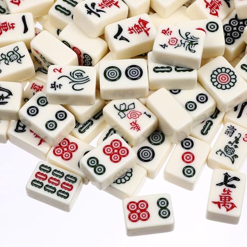 Angoily Mini Mahjong Tile Set, Portable Travel Chinese Melamine Mahjong Game with 146 Tiles Carrying Case, for Beginner Players, Family Gatherings, Valentine's Day, Party Entertainment