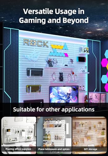 Wall Organizer Peg Board - Elevate And Declutter Your Gaming And Office - Create A Perfectly Structured Space(White) - color: White