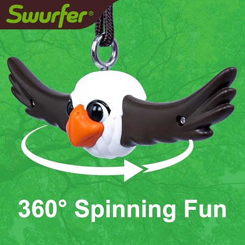 Swurfer Ninja Twister Swing Spins Set - 360° Twist Spin Toy, Swing Sets Accessories for Backyard, Kids Outdoor Play Toys, Slackline Attachment, Easy Install, Adjust Height, Durable,Up to 300lbs Eagle - style: Eagle