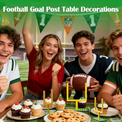 Football Goal Post Table Decoration with Bases,6PCS Field Goal Post Centerpieces for Table,4.33x3.94in Wooden Photo Frame for Table Centerpieces with Base for Fans Club Birthday Supplies