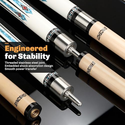 Professional Pool Cue Stick with Hard Case, 58" Canadian Maple Billiard Cue & 12.5mm Multi-Layer Rainbow Tip, Pool Cue Set with 3 Accessories, 19/20/21oz Billiard Stick (Selectable) - size: 19oz, style: Style 2