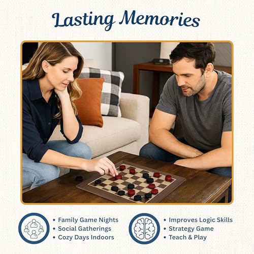WE Games Old School Wooden Checkers Set Red and Black Pieces – 12 Inch Classic Board Game for Strategy Play, Gatherings, and Game Nights