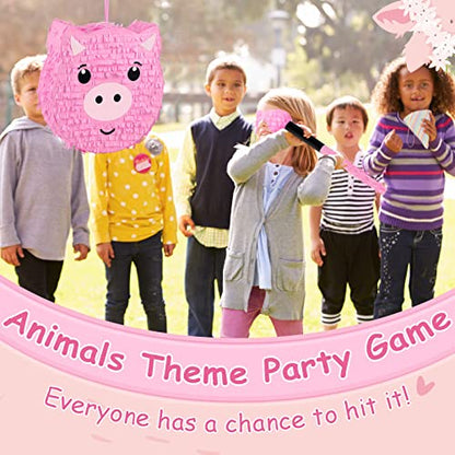 Deekin Pig Piñata Stick with Blindfold Confetti Set Pig Piñata for Birthday Party Decorations Kids Farm Party Gaming Theme Pets Holiday Celebration Supply - style: Pig