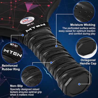 Pickleball Paddles Set of 2 or 4, or Single Paddle – USAPA Approved Fiberglass Surface Pickleball Rackets Set for Men & Women - color: Black*4