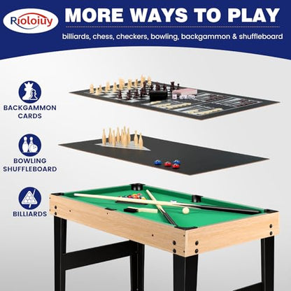 12-in-1 Game Table - 48" Combo Game Table, Ping Pong Table, Foosball Table, Air Hockey Table, Pool Table - Sports Arcade Games with Accessories - Ideal for Game Rooms and Family Game Nights!