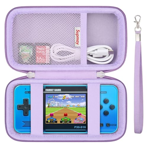 Supmay Carrying Case Compatible with WELLST·G/ for GuaiyeyeAP Handheld Game for Kids -Preloaded 220 Retro Video Games, Portable Gaming Player Storage Holder Travel Bag with Mesh Pocket, Purple - color: Purple