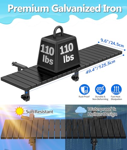 BoYata Pool Bar, Above Ground Pool Side Bar, 49.4×9.6" Galvanized Iron Poolside Table Holds 110LBS, Swim Up Bars Fit Top Rails 4.48" or Less, Frame Above Ground Round & Oval Swimming Pools Accessories - color: Black
