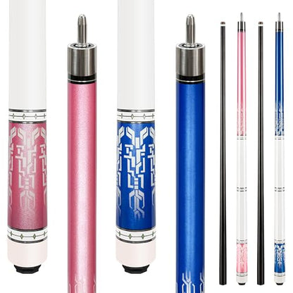 HomeSeason Fiberglass Pool Cue 58" Professional Pool Stick 12.7mm 4-Layer Tip Low Deflection Cue Stick, 3 * 8/8Joint Pin, Ultra-Smooth, Billiard Cue Sticks - color: Set of 2 (19/21oz)