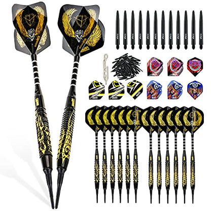 ONE80 Soft Tip Darts Set, 16grams, 12 Pack Steel/Brass Barrel, with Extra Flights, Aluminum Shafts, Flight Protectors and Tool Kit … - style: Brass Barrel