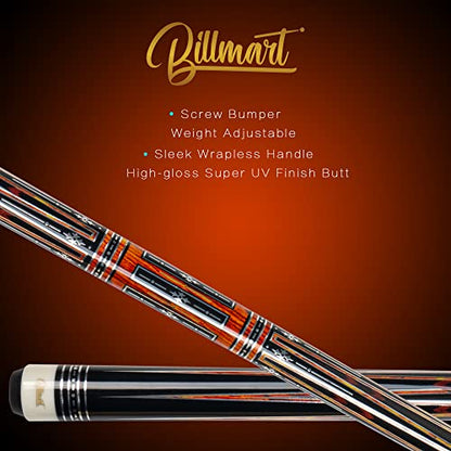 Billmart Pool Cue Stick, Low Deflection Shaft Billiard Cue Sticks with Hard Case, Pool Table Sticks Queue, 19-21 oz Pool Que - color: Silver, size: 20 oz