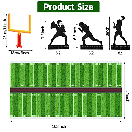 Sumind 9 Pcs Football Party Decorations Football Table Honeycomb Centerpieces Goal Post Centerpieces Player Silhouette 3D with Tablecloth Table Cover for Sports Birthday Party Tailgate Game Supplies