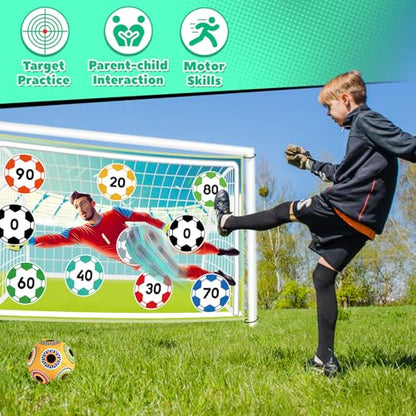 𝗫𝗔𝗪𝗔𝗖𝗔𝗛 Toy Soccer Ball Game Set for Kids ages 3-6, Indoor Outdoor Backyard Toss Soccer with 2 Sticky Balls & Foldable Fabric Goals, Football Sports Toy Gifts for 3 4 5 6 Years Old Boys Girls