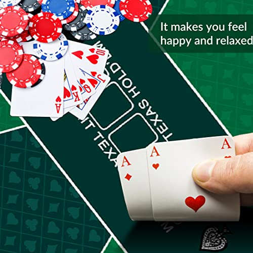 nuveti Poker Mat - 55 x 28inch Non-Slip Poker Table Game Mat - Portable Rubber Waterproof Poker mat for Table 6-8 Player Card Game Anti-Slip Rubber Poker Table Top Layout - color: 55 X 28 Inch Rectangular-green7