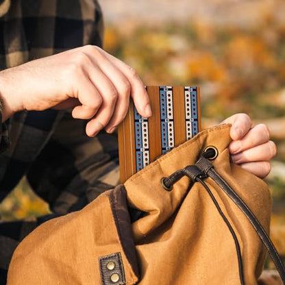 Small Size Travel Wooden Cribbage Board Game Set – 2-Track Foldable Cribbage with Magnetic Storage, 6 Metal Pegs & Full Deck of Cards – Perfect for Family Game Night, Traveling & Camping - style: Foldable
